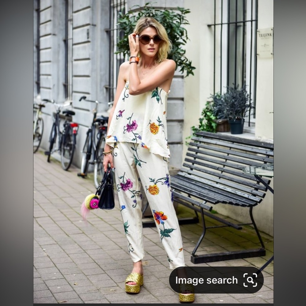 Tibi floral silk strapless jumpsuit